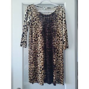 Isaac Mizrahi Leopard Print Faux Velvet Dress Size Small Medium‎